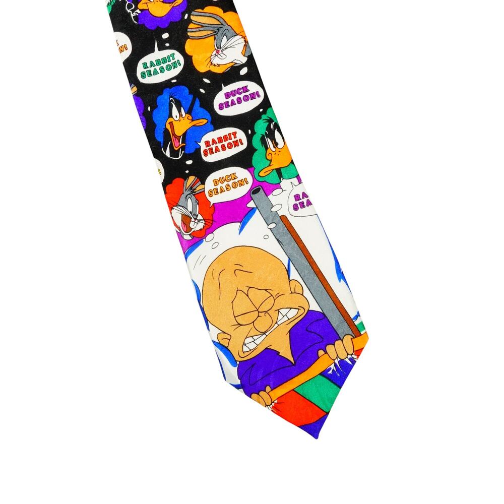 Looney Tunes Vintage Bugs Bunny Elmer Fudd 1993 Rabbit Season Duck Season Tie